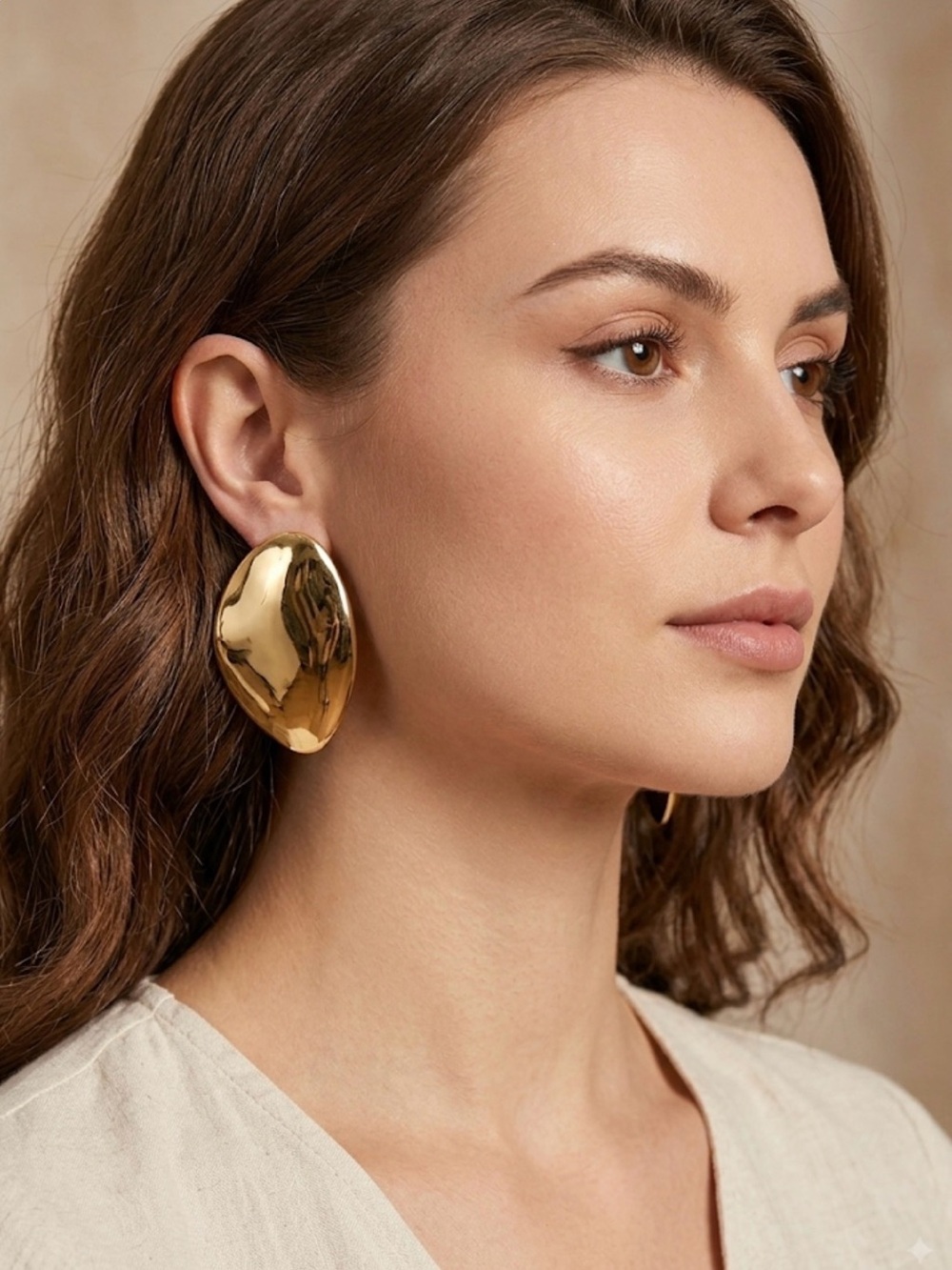 Fashion Jewelry Polished Gold Organic Drop Earrings